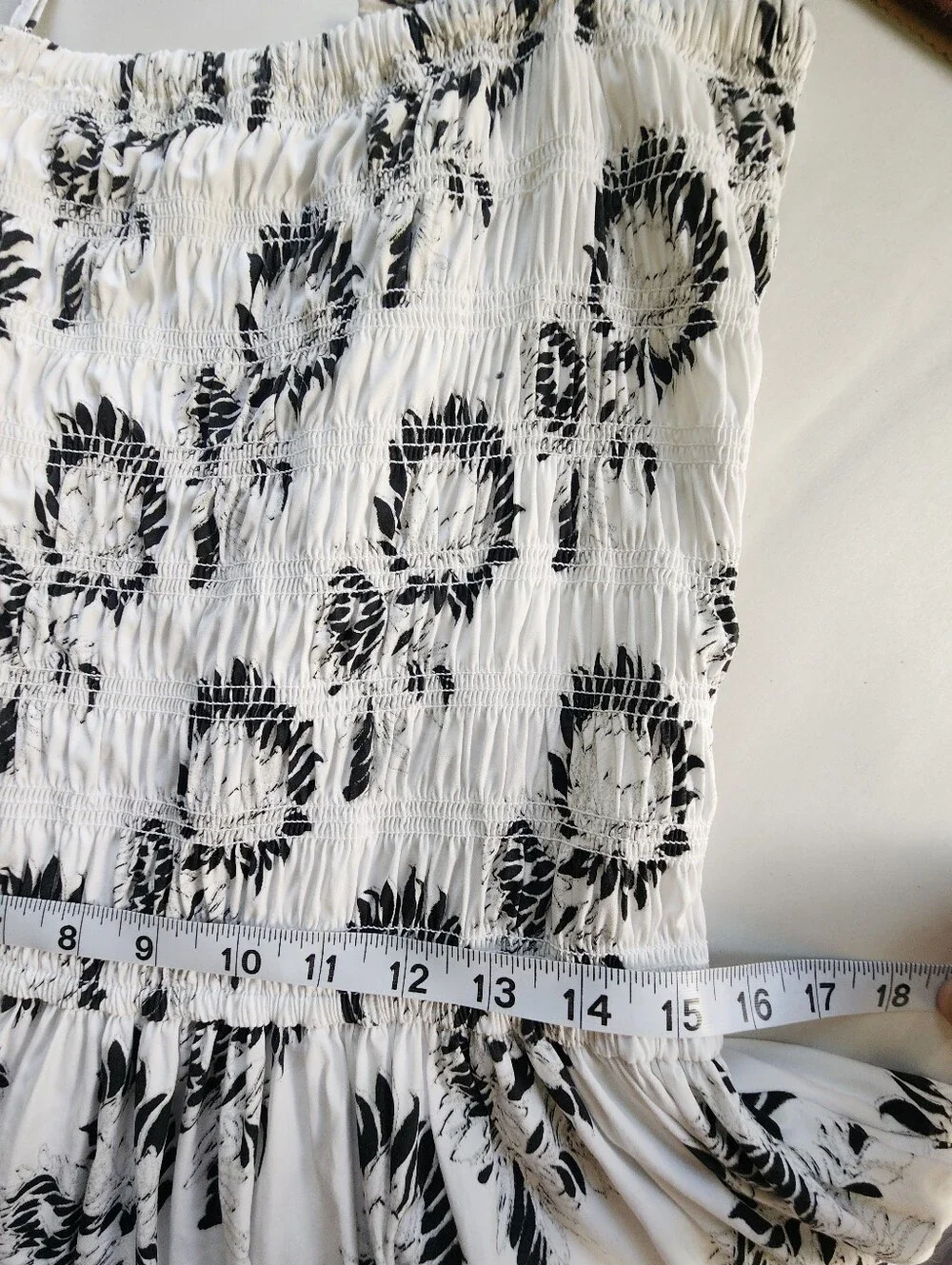 Madewell Peony Smocked Cotton Midi Sundress Graphic Sunflowers White Size Large
